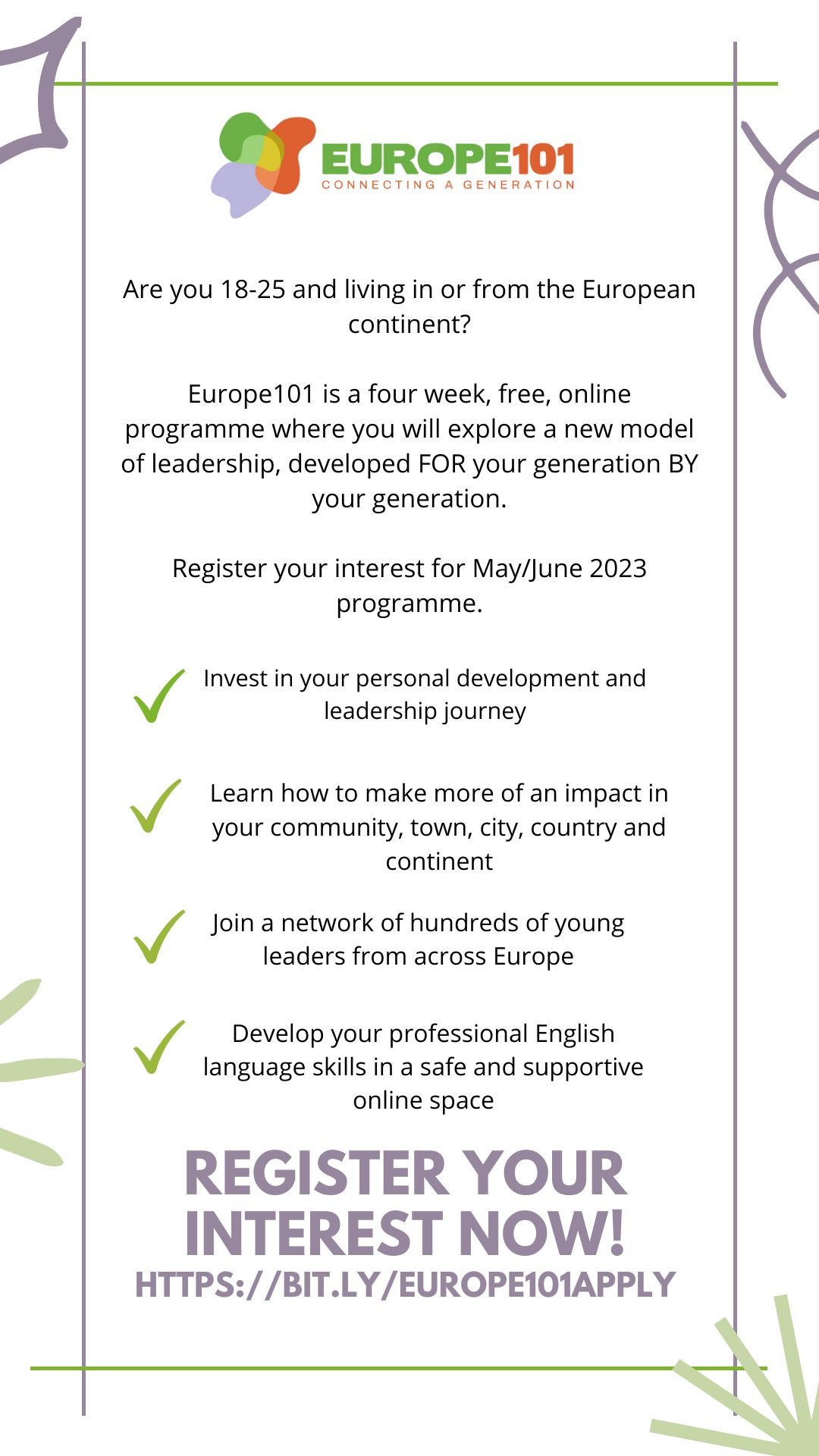Europe101  უფასო დისტანციური პროგრამა ახალგაზრდა ლიდერებისთვის!